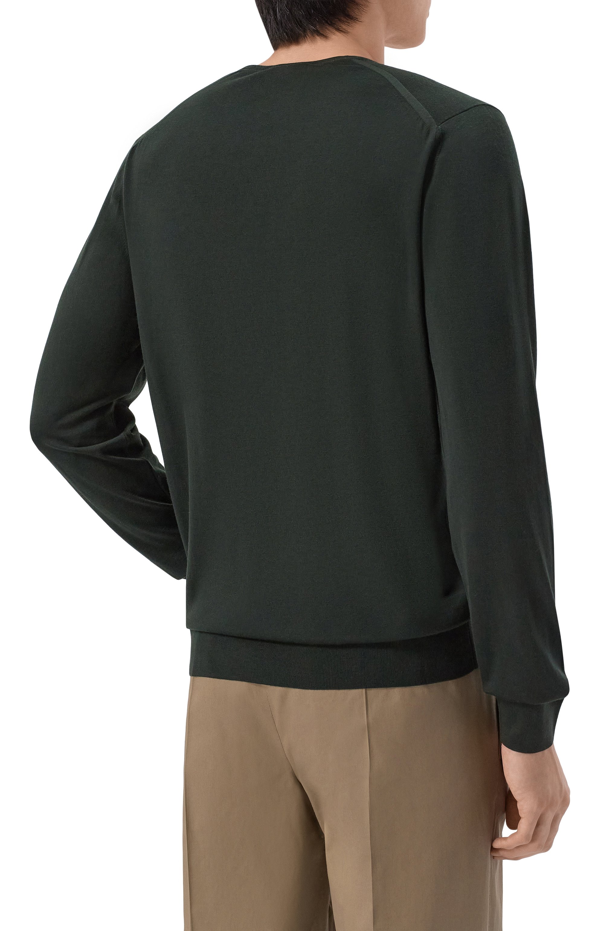 Шерстяной джемпер LORO PIANA темно-зеленого цвета по цене 151000 руб., арт. FAI1916, фото 4 Шерстяной джемпер LORO PIANA, арт. FAI1916, фото 4