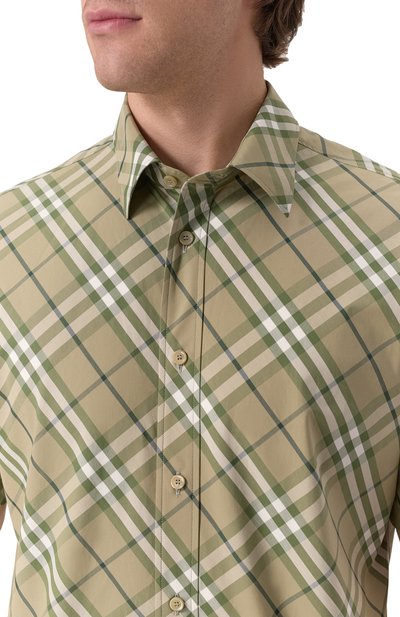 Хлопковая рубашка BURBERRY хаки цвета по цене 76850 руб., арт. 8107674, фото 5 Хлопковая рубашка BURBERRY, арт. 8107674, фото 5
