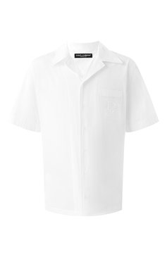 Мужская хлопковая рубашка DOLCE & GABBANA белого цвета, арт. G5MK9Z/GI731 | Фото 1 (Драгоценные камни: Проставлено; Рукава: Короткие; Материал сплава: Проставлено; Длина (для топов): Стандартные; Материал внешний: Хлопок; Принт: Однотонные; Воротник: Отложной; Случай: Повседневный; Стили: Кэжуэл)