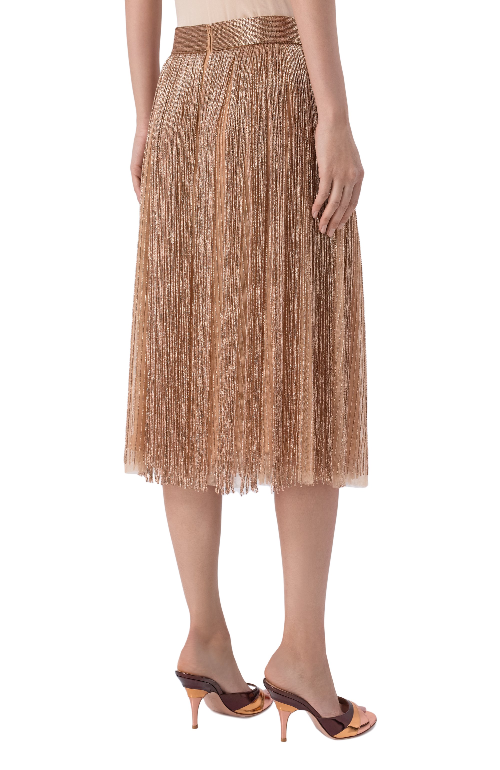 Юбка с отделкой бисером ELIE SAAB золотого цвета по цене 821500 руб., арт. SK325NS26/BE076, фото 4 Юбка с отделкой бисером ELIE SAAB, арт. SK325NS26/BE076, фото 4