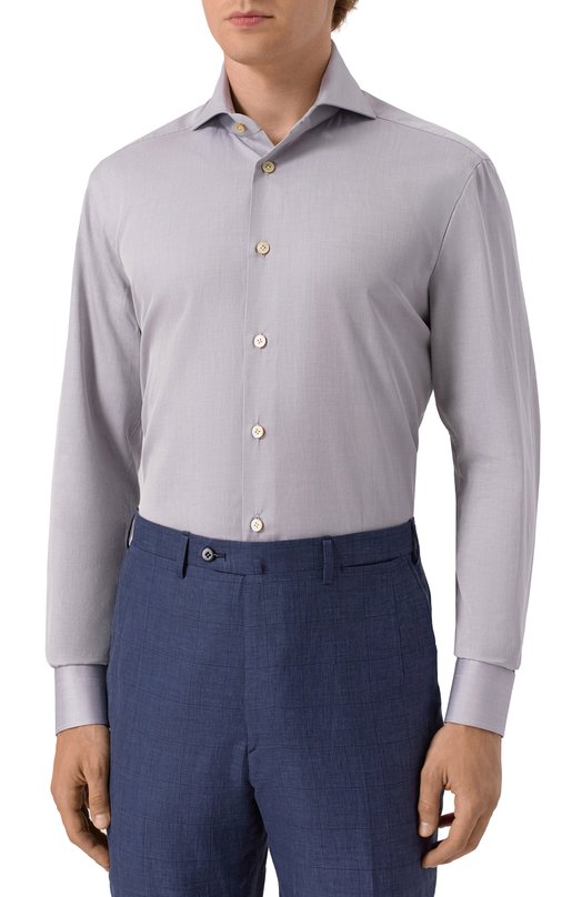 Хлопковая сорочка Kiton UCCH0948806 Серый  UCCH0948806 Фото 3