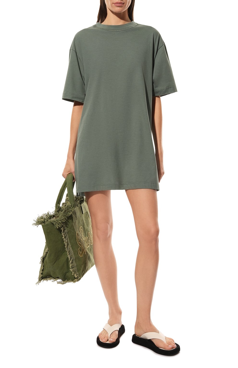 Хлопковое платье STELLA MCCARTNEY хаки цвета по цене 39300 руб., арт. S7A611580, фото 2 Хлопковое платье STELLA MCCARTNEY, арт. S7A611580, фото 2