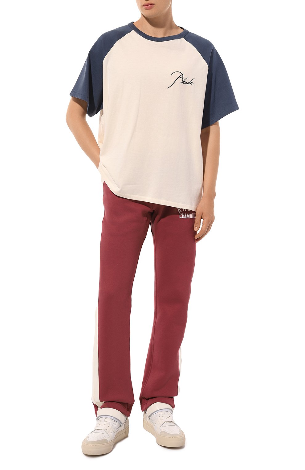 Хлопковая футболка RHUDE кремового цвета по цене 43800 руб., арт. RHPS24TT07012155, фото 2 Хлопковая футболка RHUDE, арт. RHPS24TT07012155, фото 2