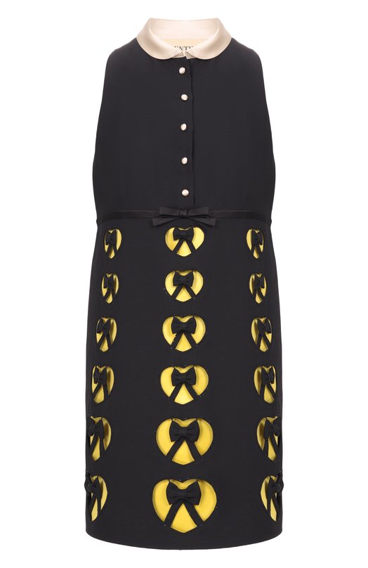 Платье из шерсти и шелка Valentino 8B3VAHU0/1CF Чёрный 8B3VAHU0/1CF