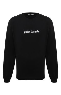 Мужская хлопковый лонгслив PALM ANGELS черного цвета, арт. PMAB046F23JER0021001 | Фото 1 (Драгоценные камни: Проставлено; Материал сплава: Проставлено; Рукава: Длинные; Длина (для топов): Стандартные; Материал внешний: Хлопок; Принт: С принтом; Стили: Спорт-шик)