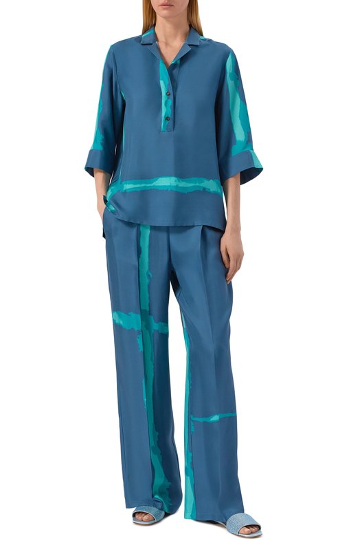 Шелковые брюки Kiton D61103K0999G02 Синий  D61103K0999G02 Фото 2