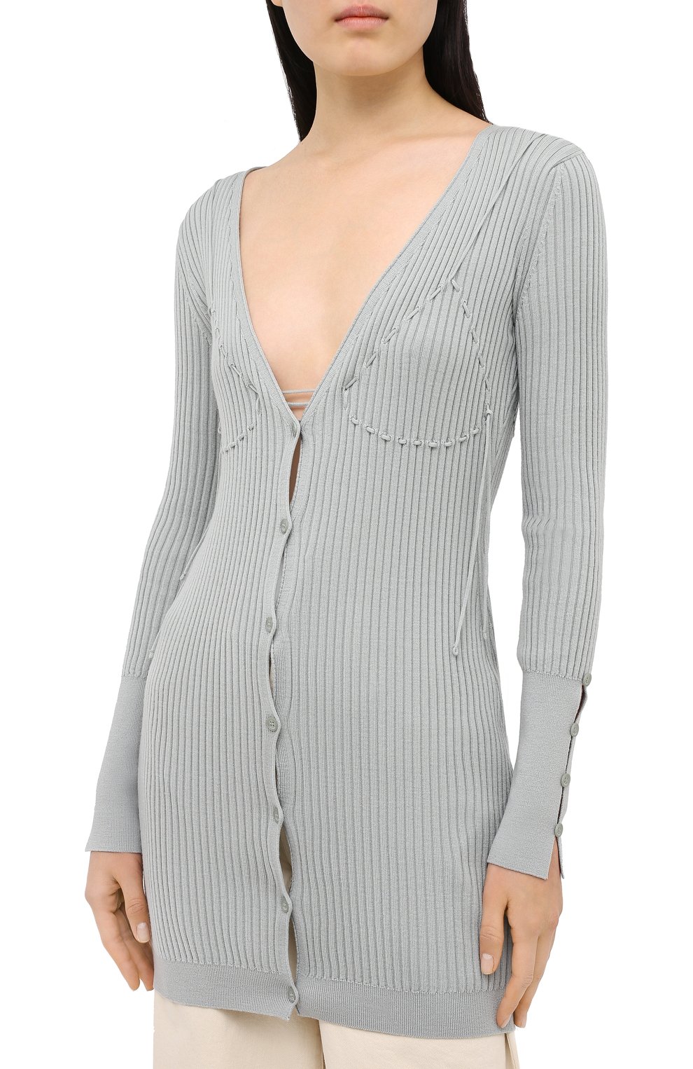 Шерстяной кардиган JACQUEMUS светло-серого цвета по цене 38700 руб., арт. 203KN19/200500, фото 3 Шерстяной кардиган JACQUEMUS, арт. 203KN19/200500, фото 3
