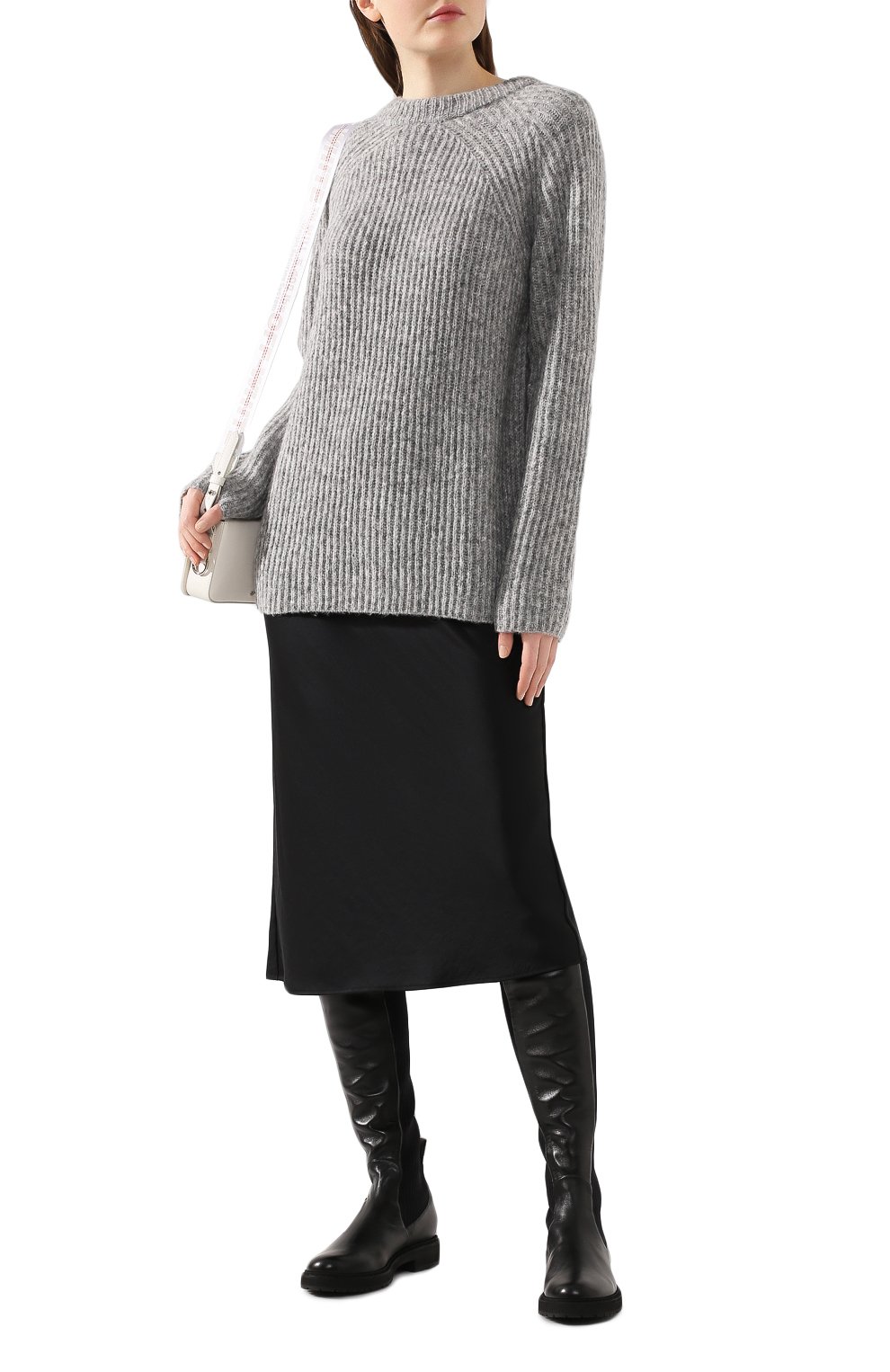 Шерстяной свитер HELMUT LANG светло-серого цвета по цене 45700 руб., арт. J09HW701, фото 2 Шерстяной свитер HELMUT LANG, арт. J09HW701, фото 2