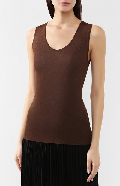 Топ из вискозы BRUNELLO CUCINELLI коричневого цвета по цене 99500 руб., арт. M8S862710, фото 3 Топ из вискозы BRUNELLO CUCINELLI, арт. M8S862710, фото 3