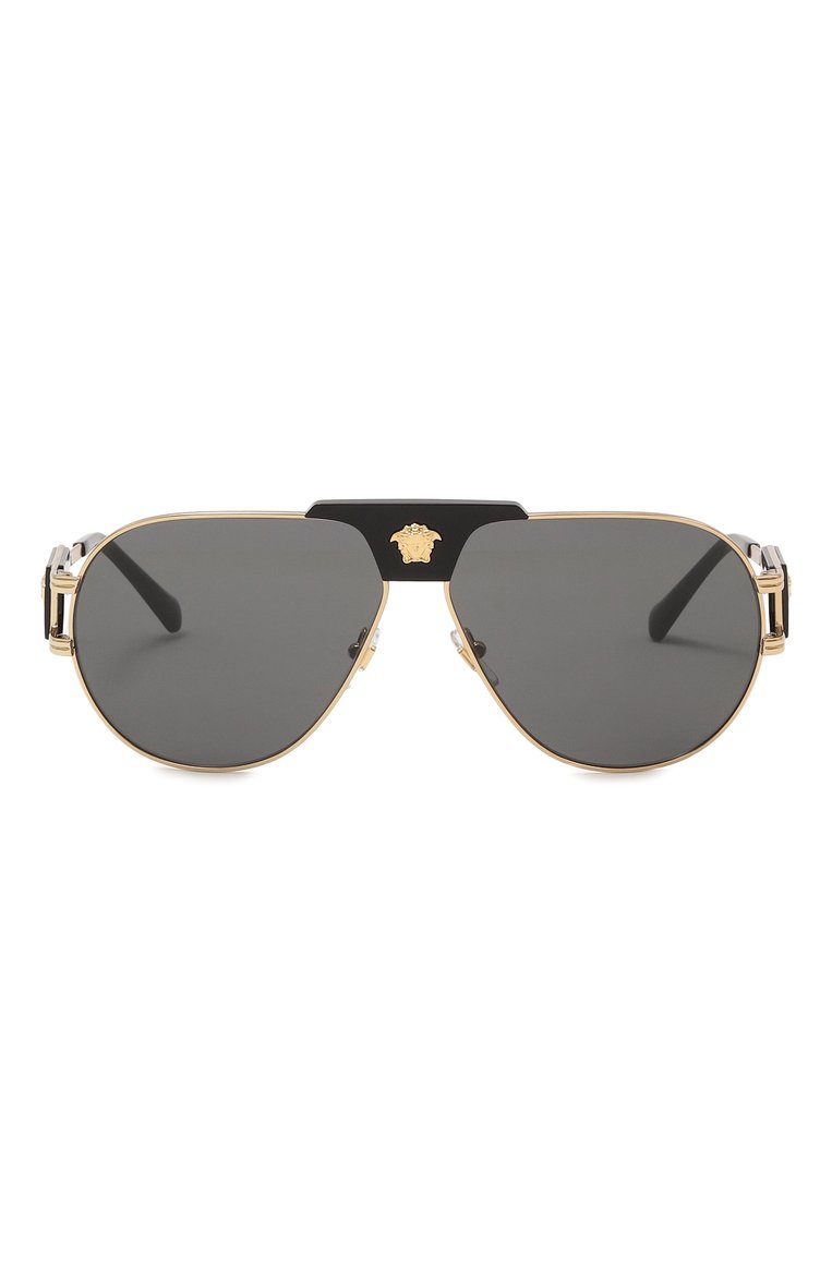 Женские солнцезащитные очки VERSACE черного цвета, арт. 2252-100287 | Фото 4 (Региональные ограничения белый список (Axapta Mercury): Не проставлено; Нос: Не проставлено; Кросс-КТ: С/з-унисекс; Тип очков: С/з; Материал: Металл; Оптика Гендер: оптика-унисекс; Очки форма: Авиаторы)