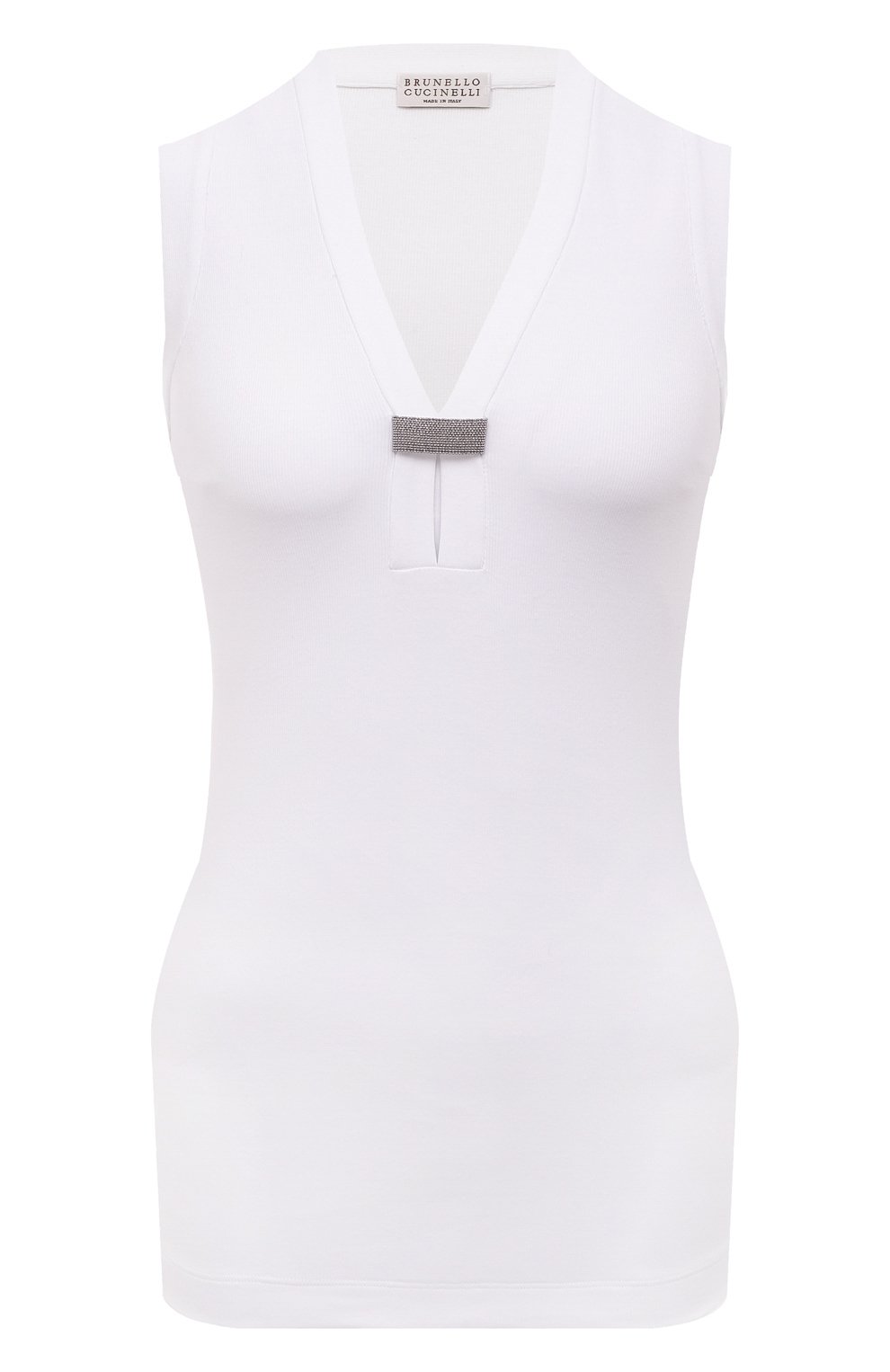 Хлопковый топ BRUNELLO CUCINELLI белого цвета по цене 65450 руб., арт. MPTC8BJ902, фото 1 Хлопковый топ BRUNELLO CUCINELLI, арт. MPTC8BJ902, фото 1