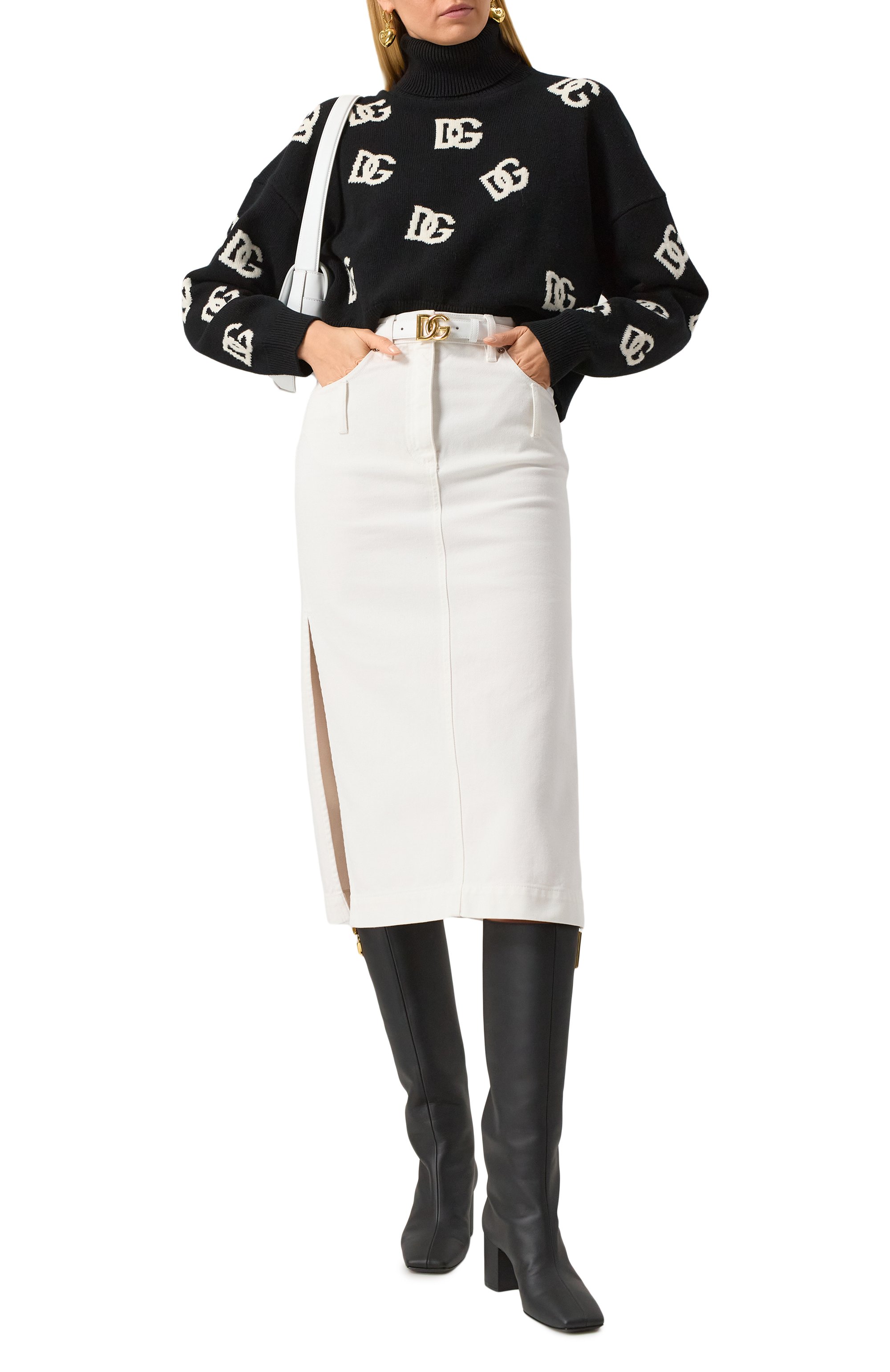 Джинсовая юбка DOLCE & GABBANA белого цвета по цене 79150 руб., арт. F4CP1D/G8KZ4, фото 2 Джинсовая юбка DOLCE & GABBANA, арт. F4CP1D/G8KZ4, фото 2