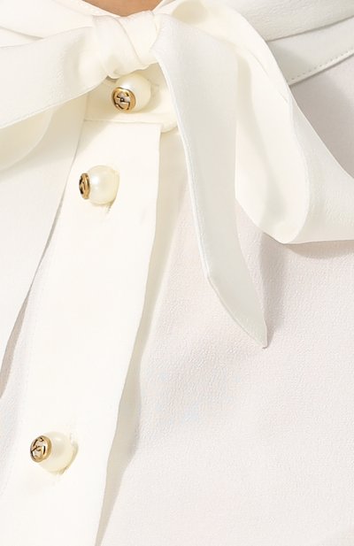 Шелковая блуза с воротником аскот GUCCI, арт. 407578/ZHS03, фото 5