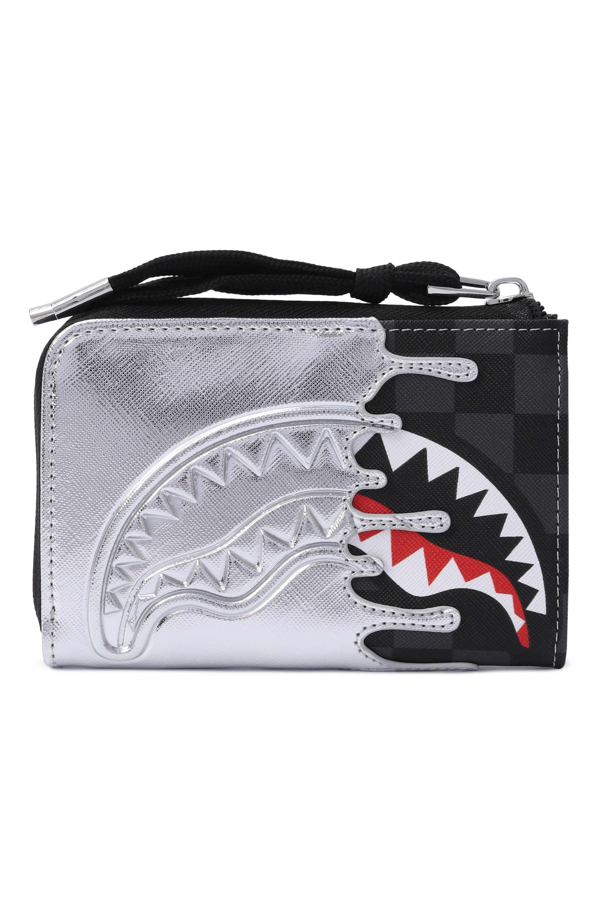 Кошелек silver side drip black check SPRAYGROUND серебряного цвета по цене 8800 руб., арт. 910W8931NSZ/SILVER SIDE DRIP BLACK CHECK WALLET, фото 1 Кошелек silver side drip black check SPRAYGROUND, арт. 910W8931NSZ/SILVER SIDE DRIP BLACK CHECK WALLET, фото 1