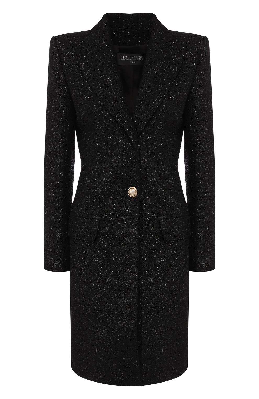 Шерстяное пальто BALMAIN черного цвета по цене 274000 руб., арт. SF18539/W038, фото 1 Шерстяное пальто BALMAIN, арт. SF18539/W038, фото 1