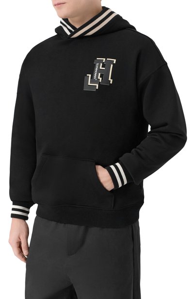 Хлопковое худи HINNOMINATE черного цвета по цене 19800 руб., арт. HMABM01440, фото 3 Хлопковое худи HINNOMINATE, арт. HMABM01440, фото 3