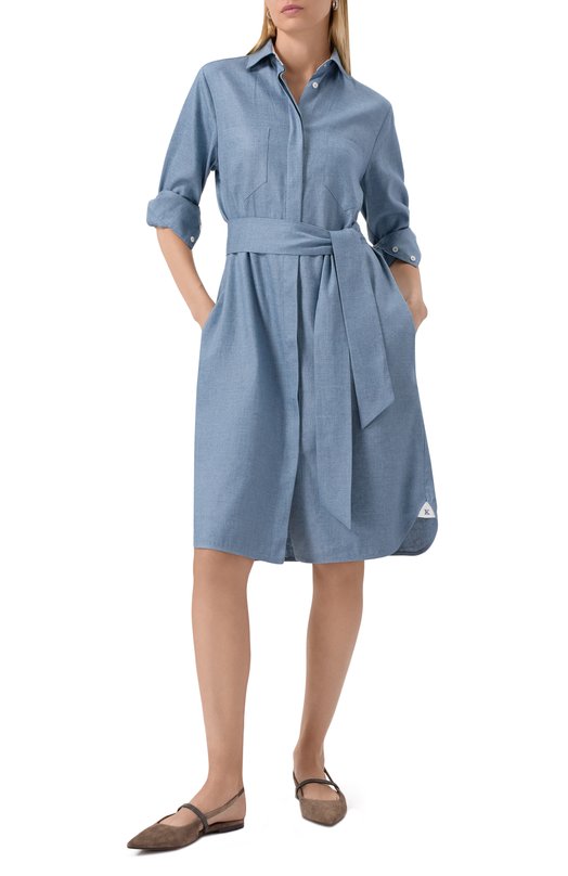 Льняное платье Kiton D57347H0921602 Голубой  D57347H0921602 Фото 2