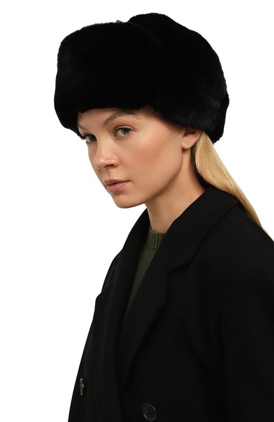 Шапка-ушанка из меха кролика MASLOV черного цвета по цене 36080 руб., арт. H02, фото 2 Шапка-ушанка из меха кролика MASLOV, арт. H02, фото 2