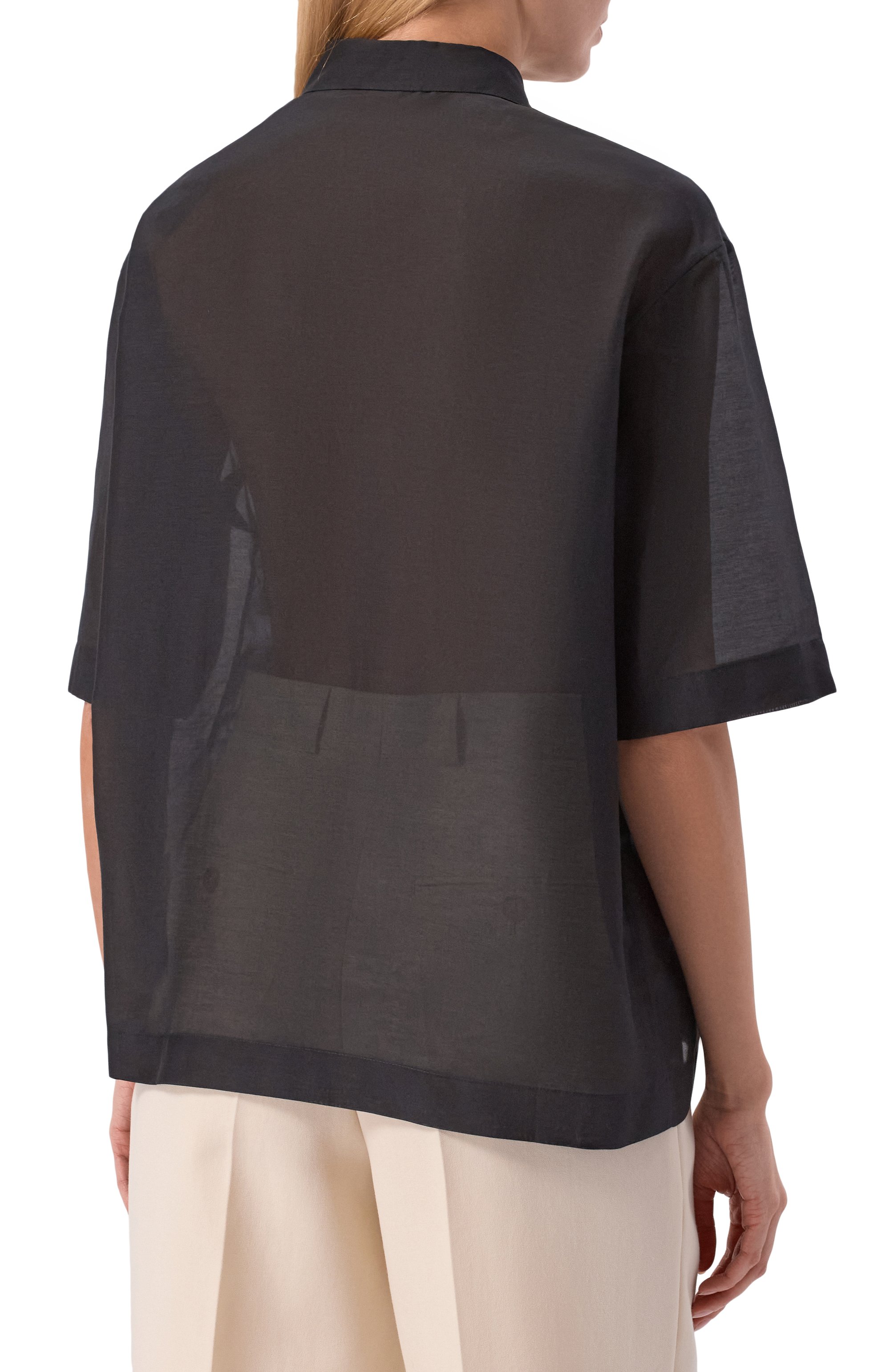 Рубашка из хлопка и шелка 12 STOREEZ черного цвета по цене 15000 руб., арт. 137700, фото 4 Рубашка из хлопка и шелка 12 STOREEZ, арт. 137700, фото 4