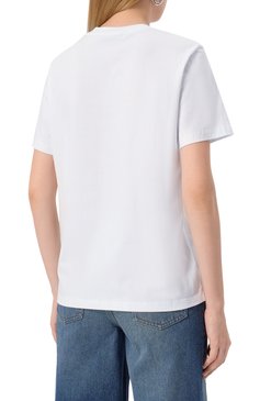 Женская хлопковая футболка MSGM белого цвета, арт. 2000MDM520 200002 | Фото 4 (Рукава: Короткие; Длина (для топов): Стандартные; Материал внешний: Хлопок; Стили: Спорт-шик; Драгоценные камни: Проставлено; Материал сплава: Проставлено; Принт: С принтом)