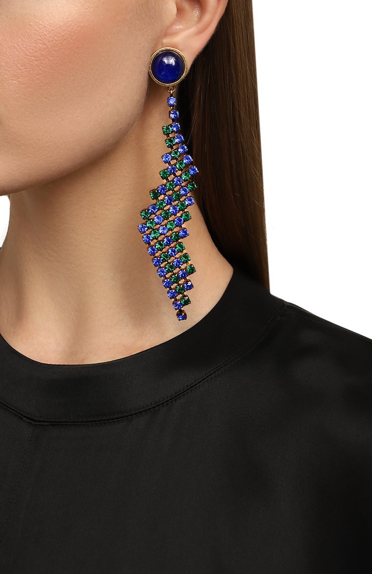 Женская клипсы GIORGIO ARMANI синего цвета, арт. 61Z607 4R360 | Фото 2 (Нос: Не проставлено; Региональные ограничения белый список (Axapta Mercury): Не проставлено; Женское Кросс-КТ: Клипсы-серьги; Материал: Металл)
