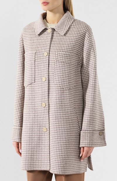 Пальто из смеси шерсти и шелка NANUSHKA, арт. DESSA_GREY CHECK_D0UBLE W00L, фото 3