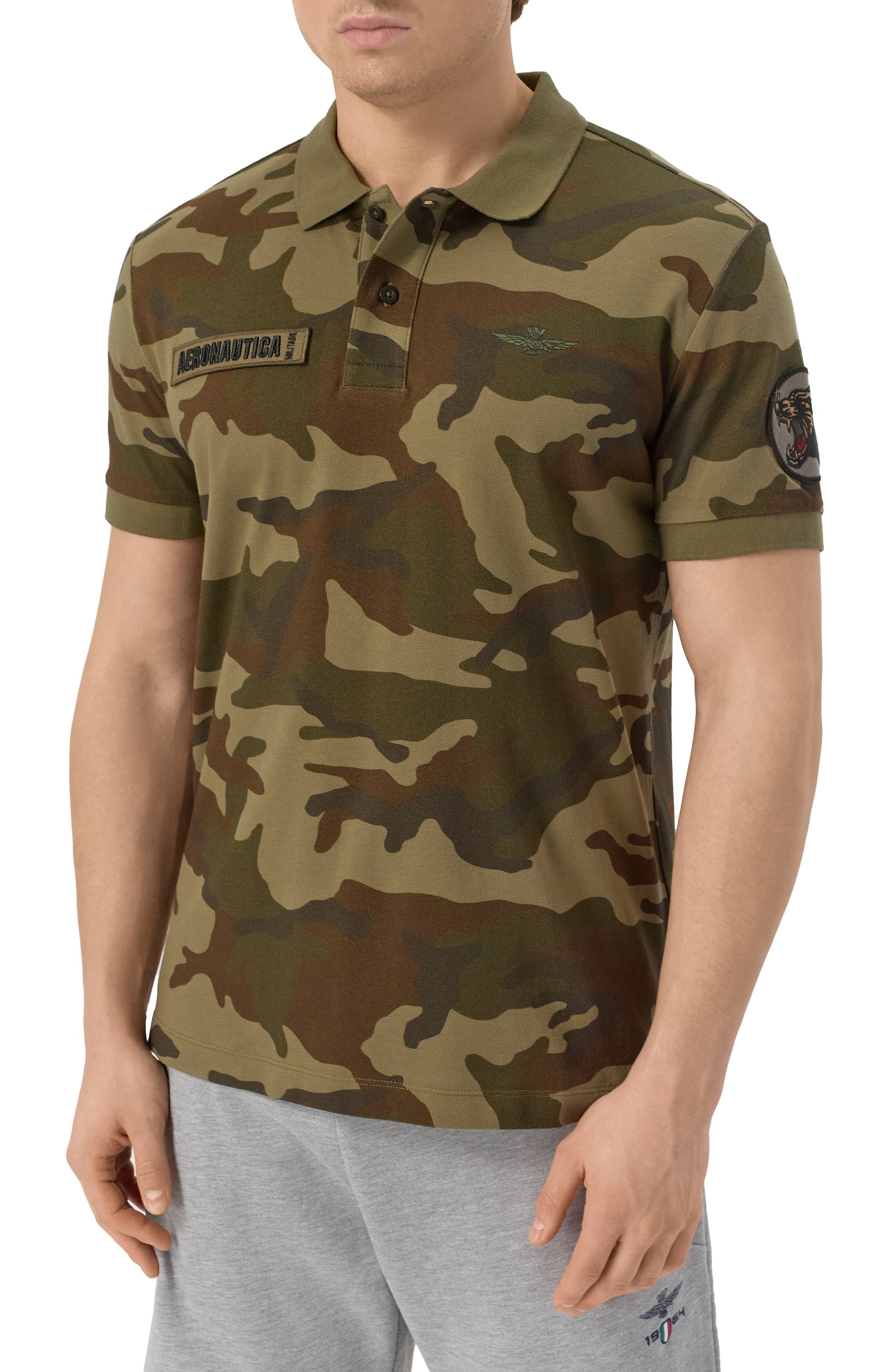 Хлопковое поло AERONAUTICA MILITARE хаки цвета по цене 16000 руб., арт. 251P01861P346, фото 3 Хлопковое поло AERONAUTICA MILITARE, арт. 251P01861P346, фото 3