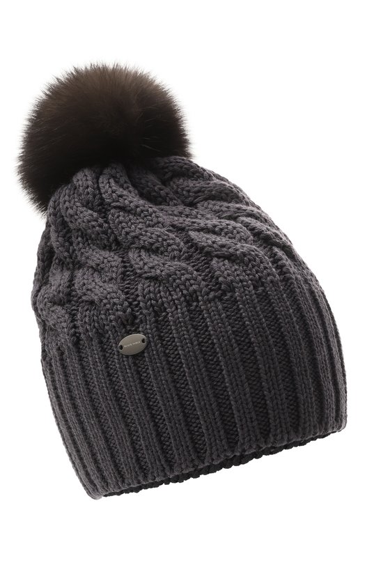 Шерстяная шапка Mona с отделкой из соболя Black Sable BS-24016 Серый BS-24016