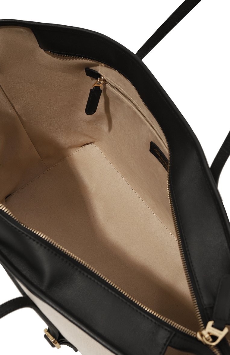 Женский сумка-тоут SANTONI кремвого цвета, арт. DFBBA2330DB-HTZ7N01 | Фото 5 (Материал сплава: Проставлено; Материал: Текстиль; Драгоценные камни: Проставлено; Размер: large)