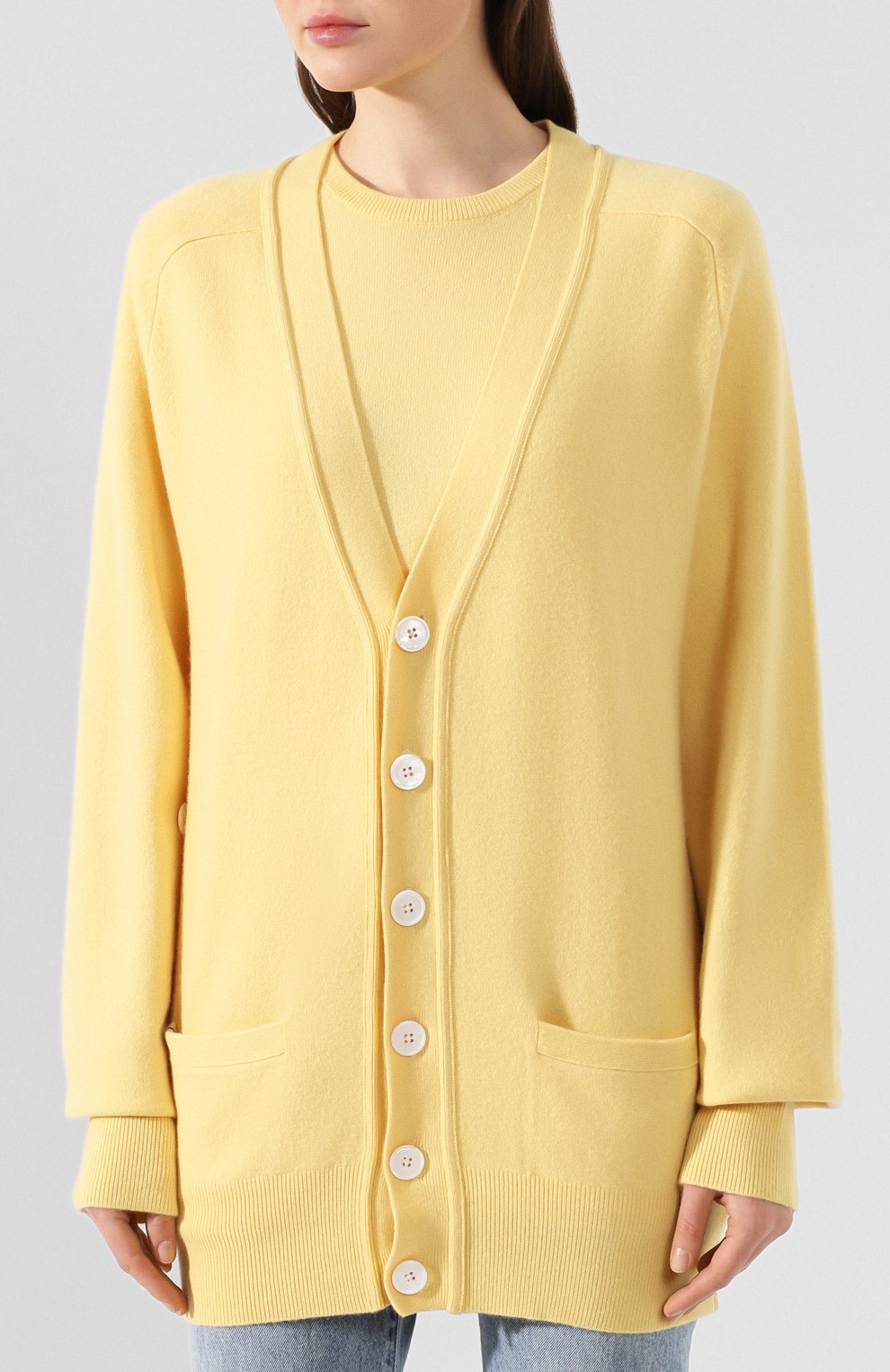 Кашемировый кардиган EXTREME CASHMERE желтого цвета по цене 49900 руб., арт. 117/CARDIGAN, фото 3 Кашемировый кардиган EXTREME CASHMERE, арт. 117/CARDIGAN, фото 3