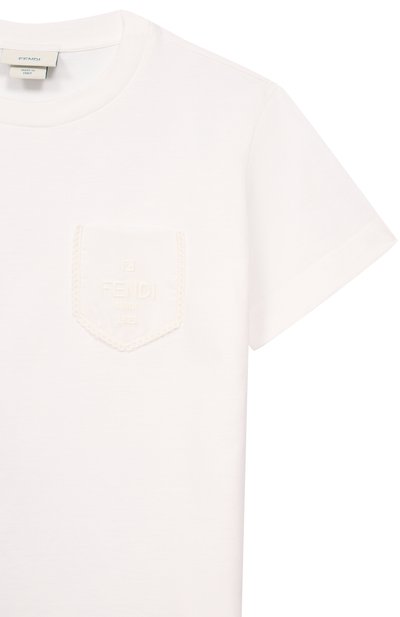 Хлопковая футболка FENDI кремового цвета по цене 27700 руб., арт. JFI411/7AJ, фото 3 Хлопковая футболка FENDI, арт. JFI411/7AJ, фото 3