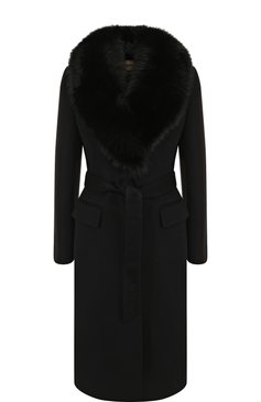 Кашемировое пальто с поясом и меховым воротником ROBERTO CAVALLI, арт. HQQ507/WH020, фото 1