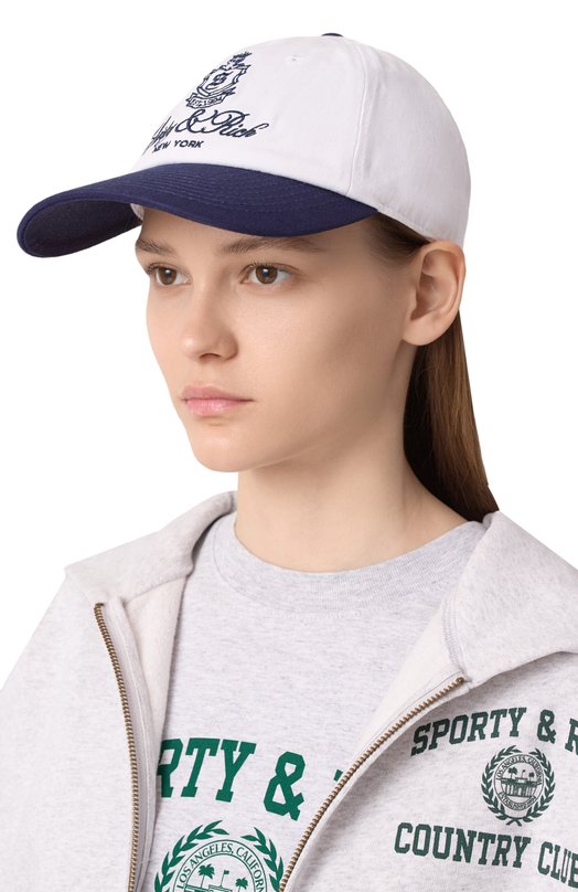 Хлопковая бейсболка Sporty and Rich AC040606231WH50 Белый  AC040606231WH50 Фото 2