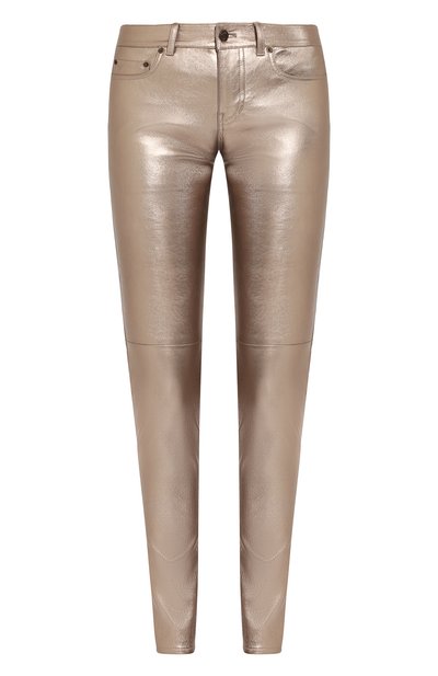 Женские кожаные брюки прямого кроя SAINT LAURENT, арт. 481868/YC2RC
