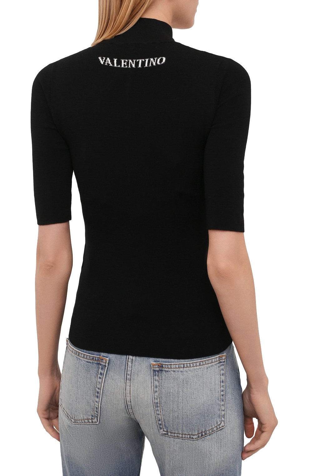 Шерстяной пуловер VALENTINO черного цвета по цене 115500 руб., арт. WB3KC25J6MV, фото 4 Шерстяной пуловер VALENTINO, арт. WB3KC25J6MV, фото 4