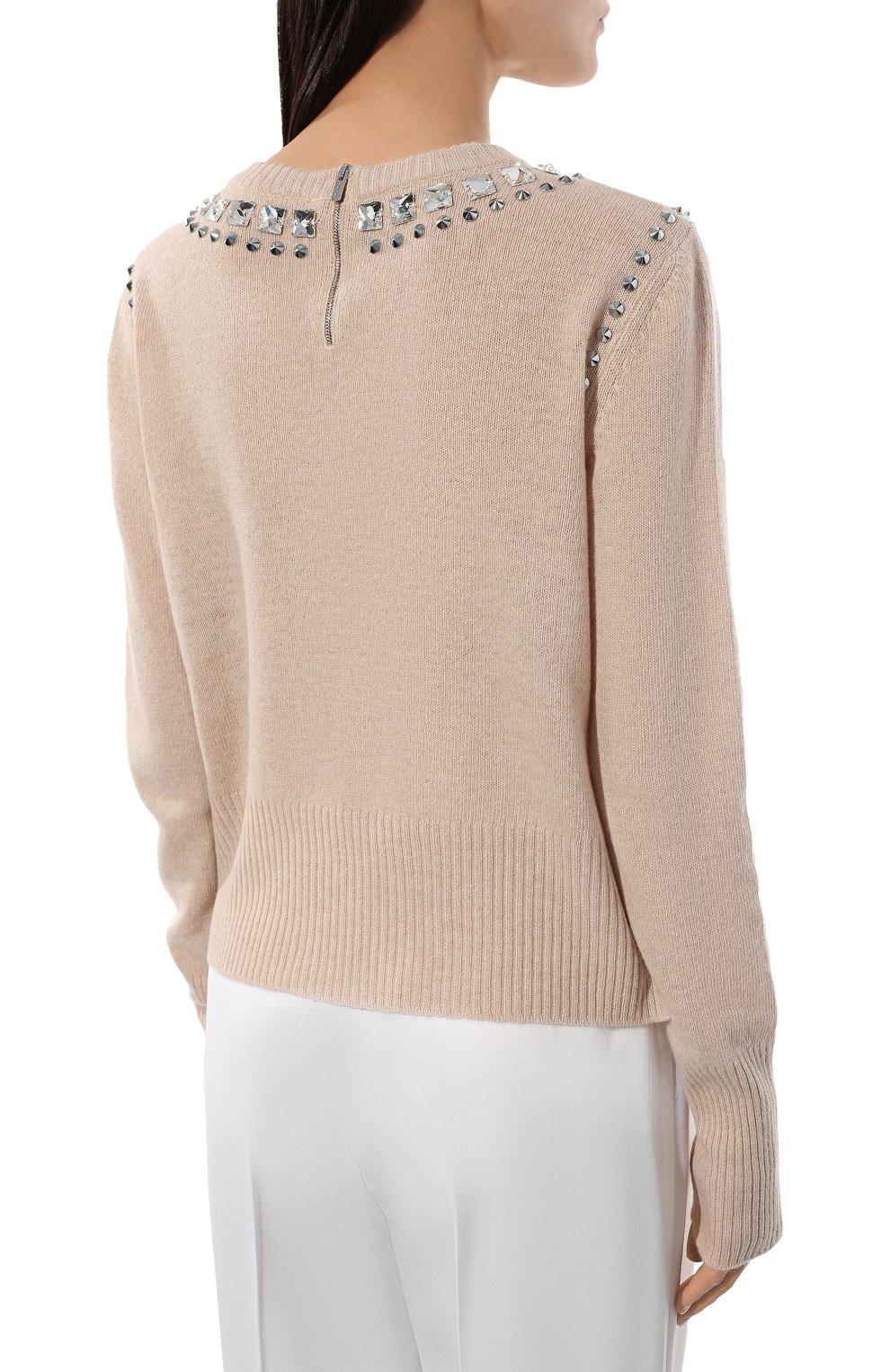 Шерстяной пуловер MIU MIU бежевого цвета по цене 135000 руб., арт. MML526-1Z4A-F0627, фото 4 Шерстяной пуловер MIU MIU, арт. MML526-1Z4A-F0627, фото 4