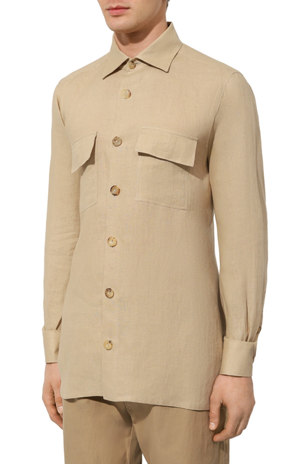 Льняная рубашка KITON бежевого цвета по цене 58950 руб., арт. UMC016H08838, фото 3 Льняная рубашка KITON, арт. UMC016H08838, фото 3