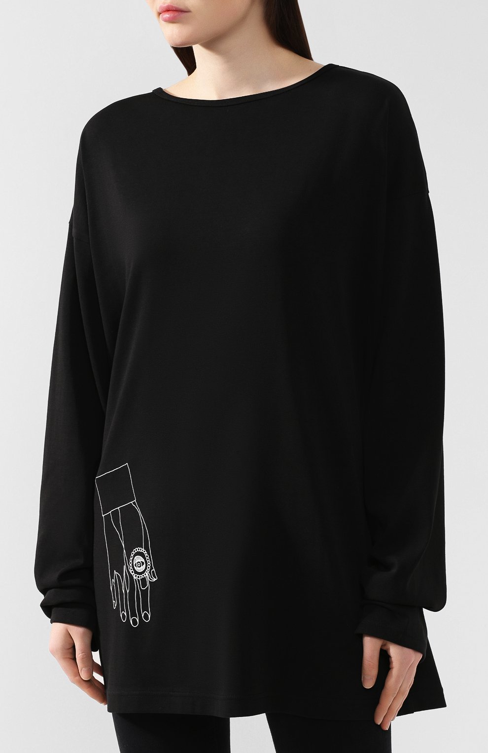 Хлопковый пуловер YOHJI YAMAMOTO черного цвета по цене 26600 руб., арт. YJ-T23-678, фото 3 Хлопковый пуловер YOHJI YAMAMOTO, арт. YJ-T23-678, фото 3