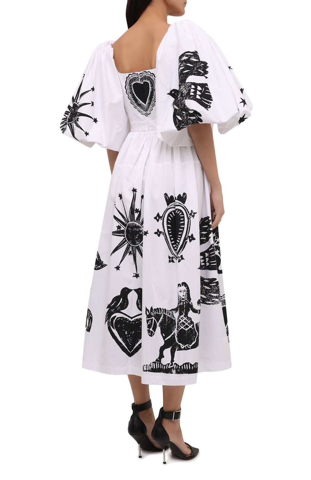 Хлопковое платье ALEXANDER MCQUEEN черно-белого цвета по цене 419500 руб., арт. 668067/QZADH, фото 4 Хлопковое платье ALEXANDER MCQUEEN, арт. 668067/QZADH, фото 4