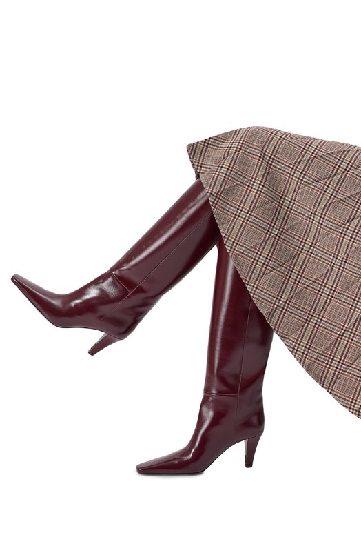 Кожаные сапоги Jill Saint Laurent 839749/AAEHW Бордовый  839749/AAEHW Фото 2