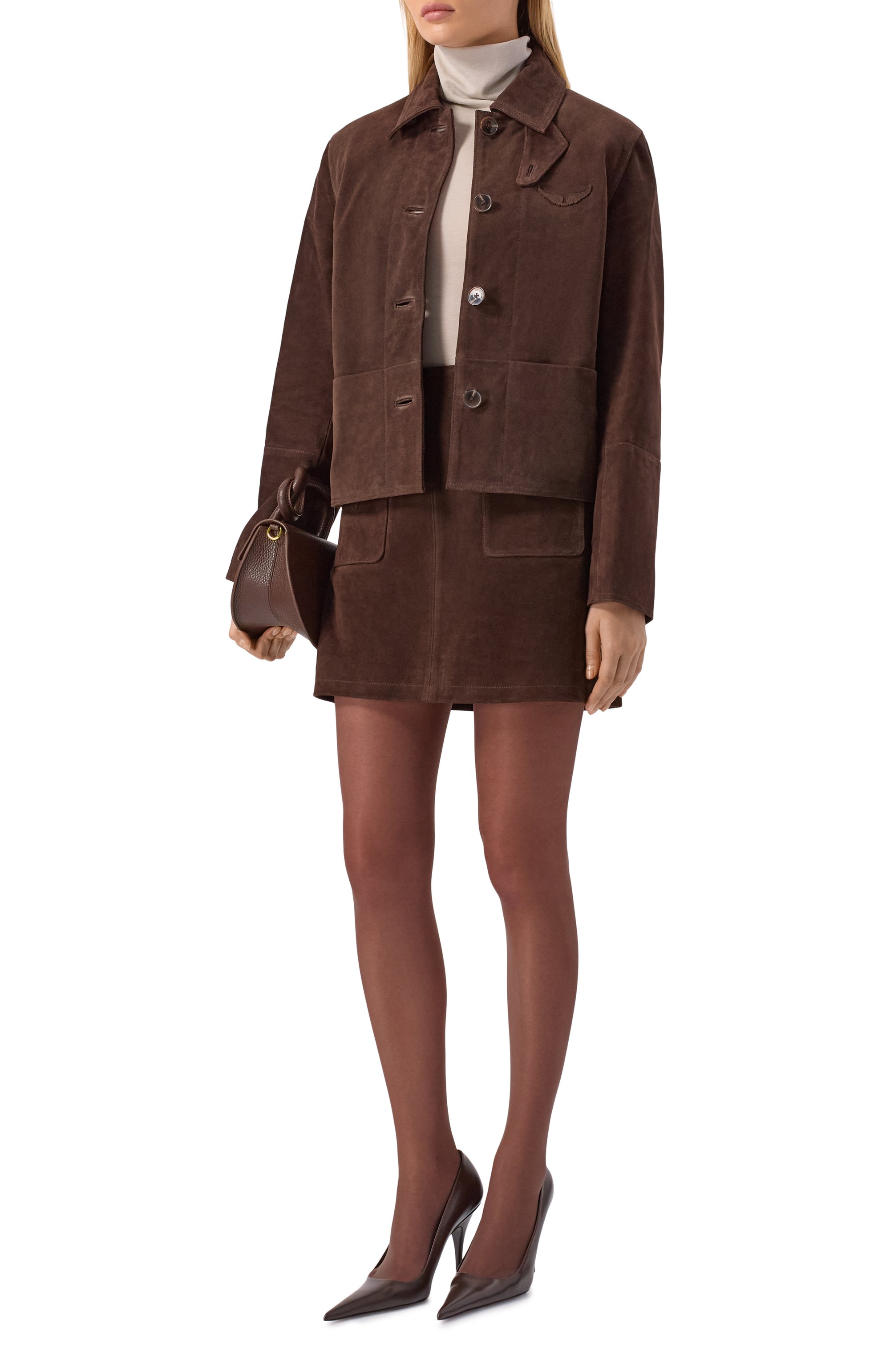 Замшевая юбка ZADIG AND VOLTAIRE темно-коричневого цвета по цене 63600 руб., арт. RWSK01066, фото 2 Замшевая юбка ZADIG AND VOLTAIRE, арт. RWSK01066, фото 2