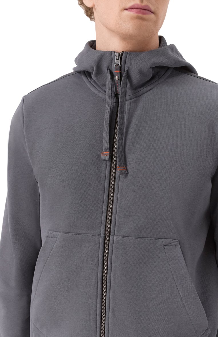 Мужской хлопковая толстовка PARAJUMPERS темно-серого цвета, арт. PMFLEY24 | Фото 5 (Рукава: Длинные; Материал внешний: Хлопок, Синтетический материал; Длина (для топов): Стандартные; Мужское Кросс-КТ: Толстовка-одежда; Стили: Спорт-шик)