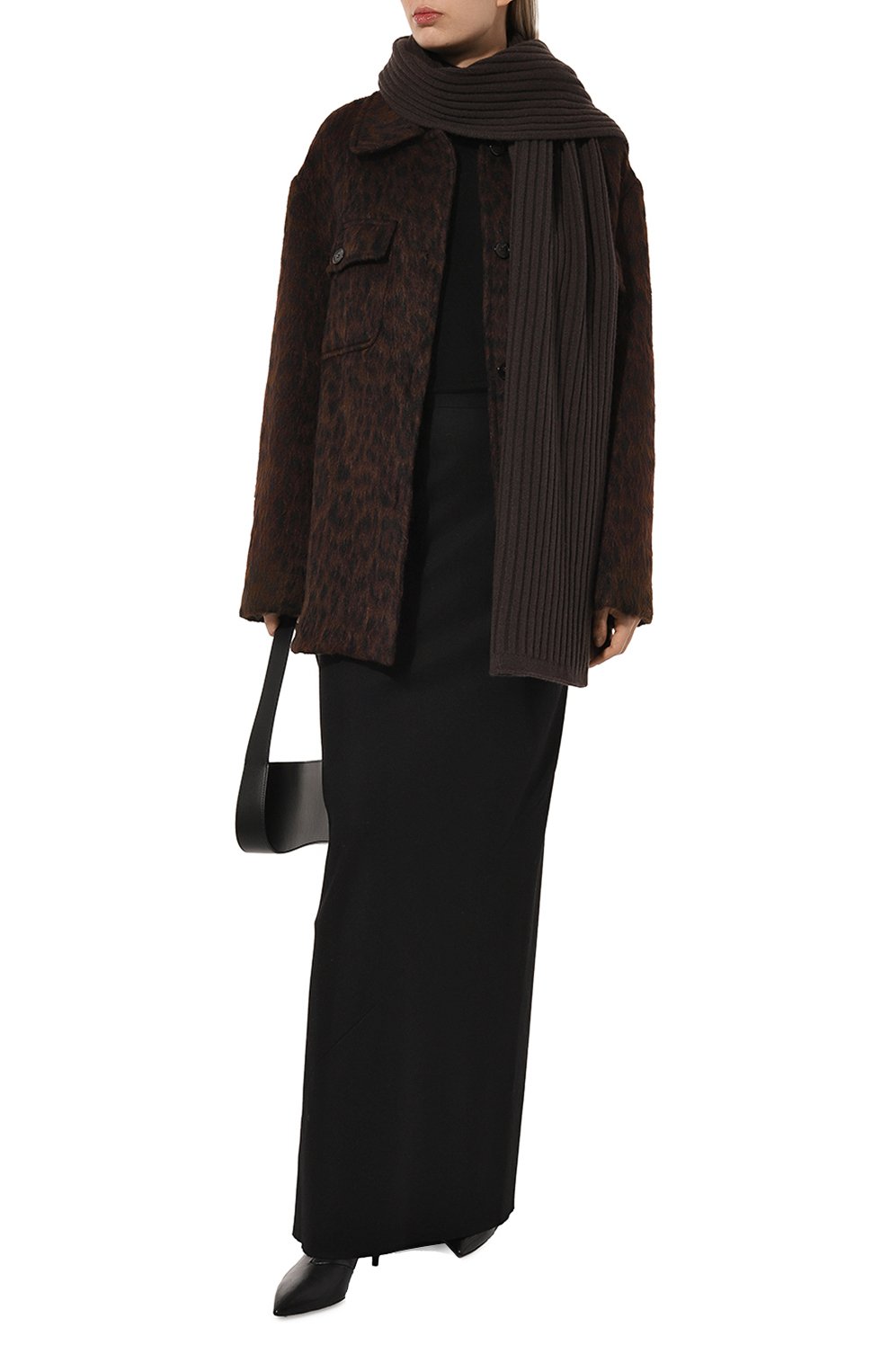 Кашемировый шарф ALLUDE темно-коричневого цвета по цене 49950 руб., арт. 235/11431, фото 2 Кашемировый шарф ALLUDE, арт. 235/11431, фото 2