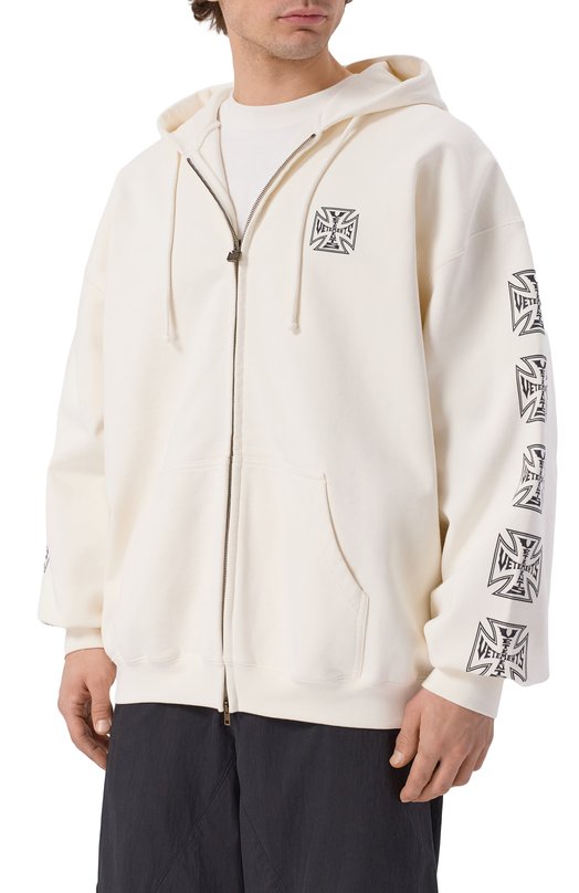 Хлопковая толстовка VETEMENTS ME76ZU167V/1302 M0LLET0N Кремовый  ME76ZU167V/1302 M0LLET0N Фото 3