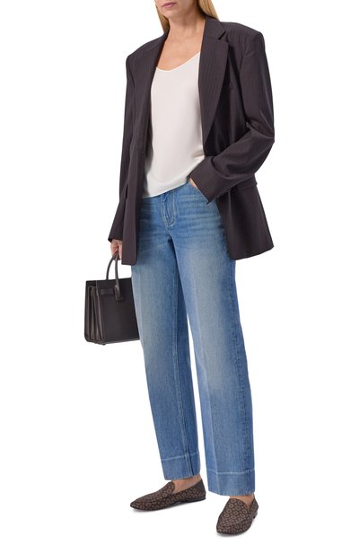 Текстильные лоферы SAINT LAURENT коричневого цвета по цене 119500 руб., арт. 841460/AAE8G, фото 3 Текстильные лоферы SAINT LAURENT, арт. 841460/AAE8G, фото 3