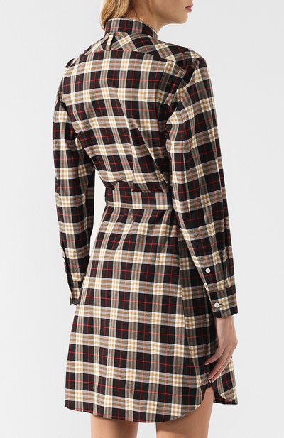 Хлопковое платье-рубашка в клетку BURBERRY, арт. 8008141, фото 4