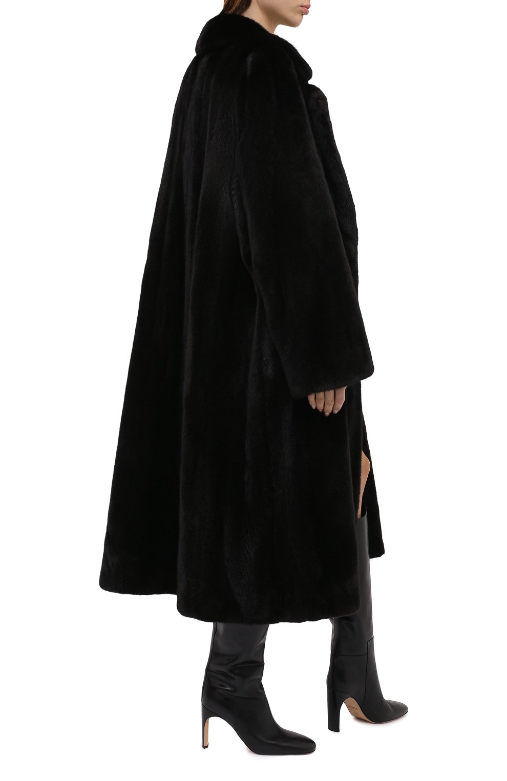 Шуба из меха норки с поясом YVES SALOMON черного цвета по цене 1165000 руб., арт. 8WYM29314VMLX, фото 2 Шуба из меха норки с поясом YVES SALOMON, арт. 8WYM29314VMLX, фото 2