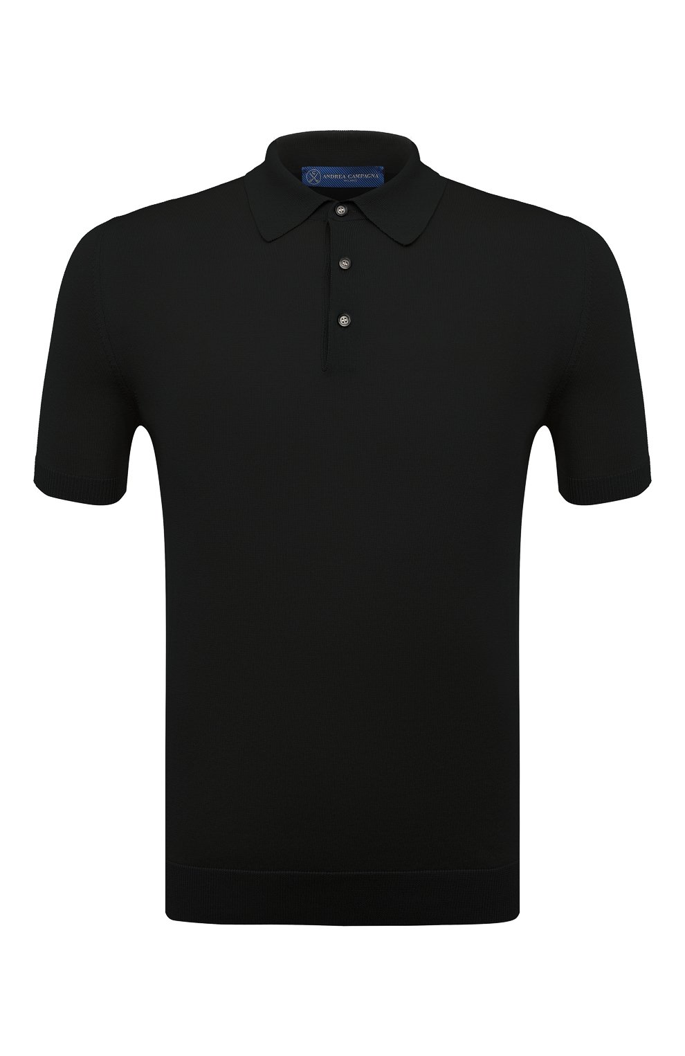 Поло из хлопка и шелка ANDREA CAMPAGNA черного цвета по цене 38800 руб., арт. P23-111, фото 1 Поло из хлопка и шелка ANDREA CAMPAGNA, арт. P23-111, фото 1