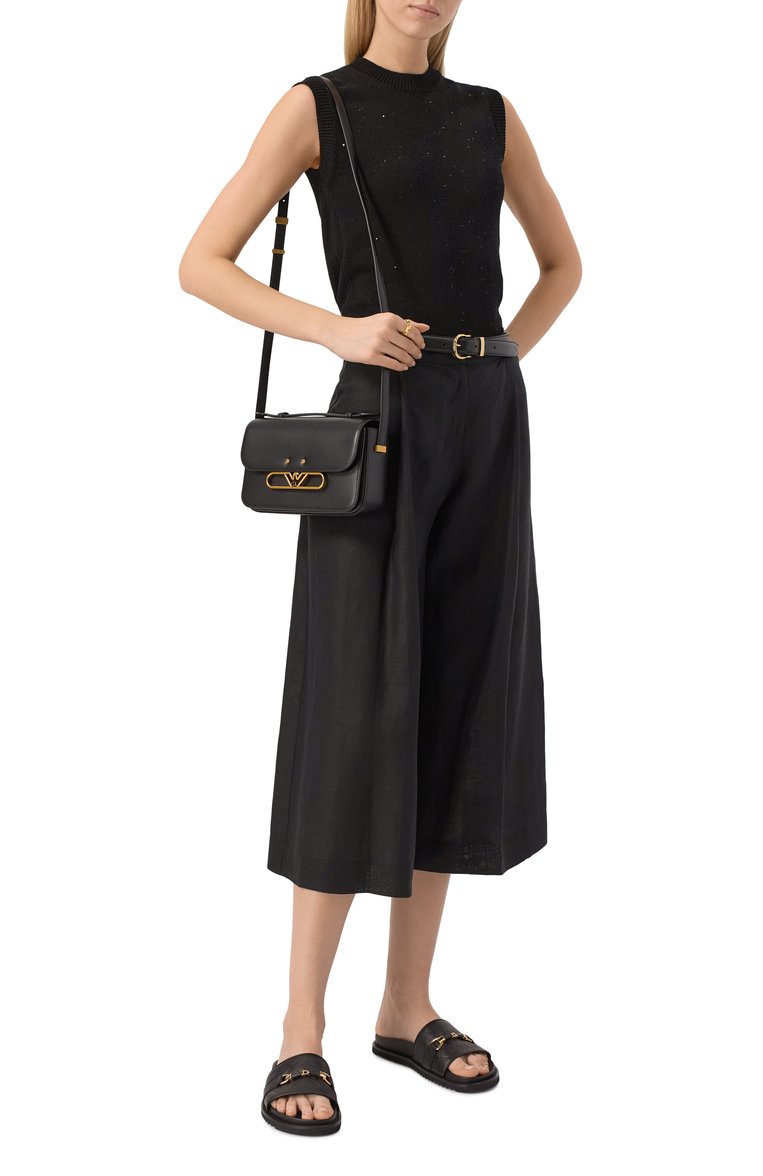 Женская сумка EMPORIO ARMANI черного цвета, арт. EW001484/AF14786 | Фото 7 (Ремень/цепочка: На ремешке; Размер: small; Материал: Натуральная кожа)