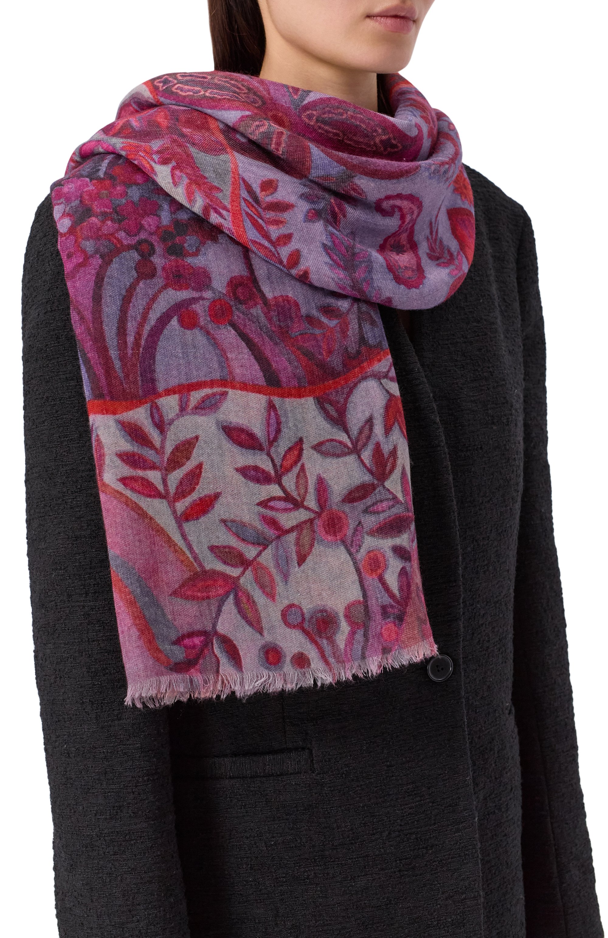 Шаль орнамент цветы из кашемира и шерсти GOURJI, арт. 91247455/554472114, фото 2